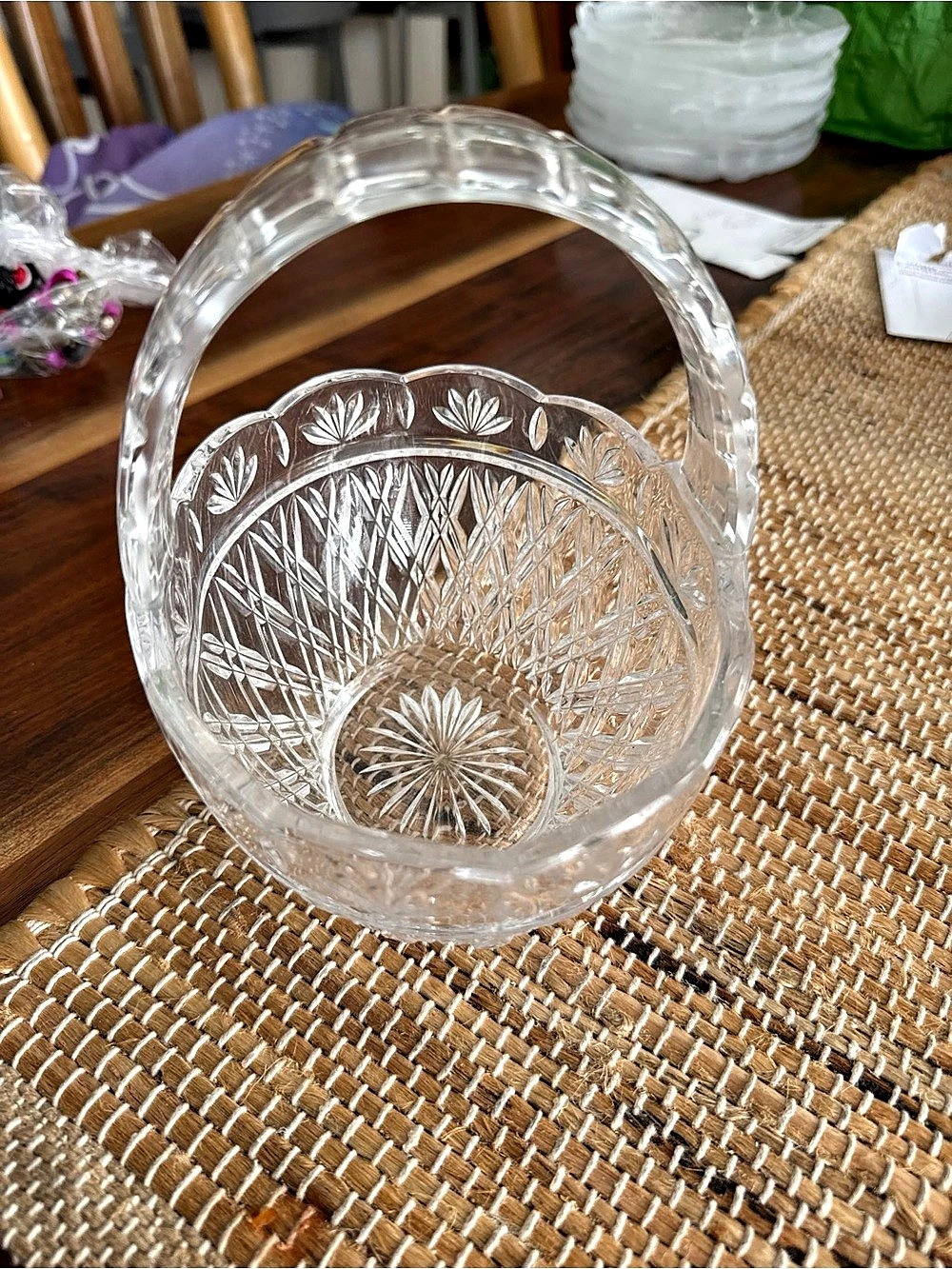 Clear Cut Glass Basket